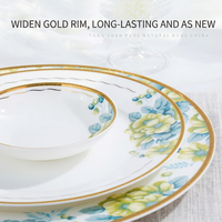 Nouvel ensemble de vaisselle en porcelaine fine de style chinois minimaliste et pastoral, personnalisable, 50 pièces pour la maison