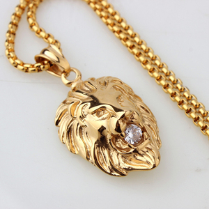 Collana con Pendente a Forma <span class=keywords><strong>di</strong></span> <span class=keywords><strong>Leone</strong></span> in <span class=keywords><strong>Oro</strong></span> 18k Stile Punk, Gioielli Hip-Hop in Acciaio Inossidabile, Ciondolo a Testa <span class=keywords><strong>di</strong></span> <span class=keywords><strong>Leone</strong></span> da 25mm con Catena a Maglia - Product Image 5