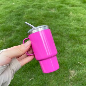 Heat Transfer Travel Stainless Steel Reusable <b>Mugs</b> Macaron Colors <b>Double</b> <b>Wall</b> 3oz Mini Tumbler with Metal Handle for Sublimation - Product Image 3
