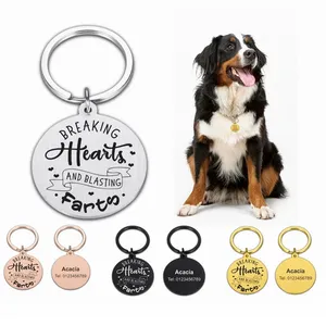 Pet ID Personalized Dog Name Small Large Cat Pet Collar Pet Accessories Glitter German Shepherd keychain key ring