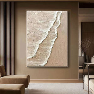 Peinture sur toile décorative pour la maison, style moderne, vagues de plage, paysage marin minimaliste, texture 3D, art mural - Product Image 3