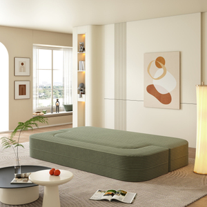 New Material Foldable <b>Sofa</b> 2 Soft Pillows 2-in-1 Corduroy Floor <b>Folding</b> <b>Sofa</b> <b>Bed</b> for Living Room, Bedroom - Product Image 4