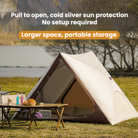 Tente de camping d'aventure trois saisons blanche à une chambre, poteaux en fibre de verre, design géométrique, tissu polyester, pour randonnée en extérieur 2-3 personnes