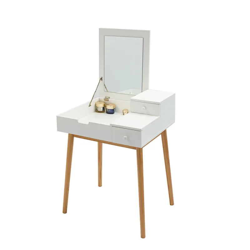 Factory Manufacturer Supplier Wholesale Dressers New Design Saving Space Dressing Makeup Table With Mirrored Vanity Dressers