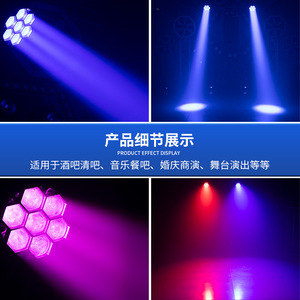 ไฟหัวขยับ Jiechuang 7x40W LED สีสันครบถ้วน สำหรับเวที แสงสีแบบปรับโฟกัสได้ เหมาะสำหรับคลับ บาร์ และเวที - Product Image 3
