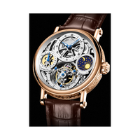 Conception et production en usine de montres mécaniques en acier de type GMT, avec phases soleil-lune et tourbillon, pour les marques privées des clients.