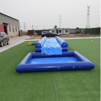 Toboggan aquatique gonflable bleu avec piscine, toboggan aquatique commercial gonflable, tunnel aquatique pour adultes et enfants