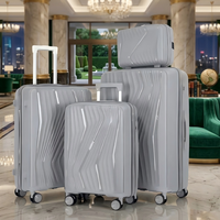 Ensemble de valises trolley modernes argentées, valises rigides emboîtables pour cosmétiques, 4 pièces, sacs de transport brillants en polyester imperméable, vente en gros
