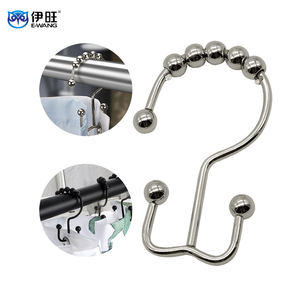 12 anneaux de rideau de douche en acier inoxydable, crochets de rideau de douche antirouille, doubles anneaux de douche - Product Image 1