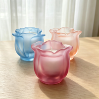 Bougie parfumée en cire de soja dans un verre en forme de rose, artisanale, aromathérapie, cadeau romantique pour la Saint-Valentin, mariage, logo personnalisé, vente en gros