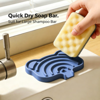 Support de Savon en Silicone Ours Mignon Antidérapant avec Drainage Automatique et Rainures Arc-en-ciel pour Savon Artisanal en Barre