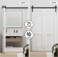 Sistem Pintu Lipat Bifold Barn Door, Rel Geser Atas Berbahan Logam Baja Karbon Senyap, Kit Rel Geser Lengkap, Perlengkapan Perangkat Keras Rumah