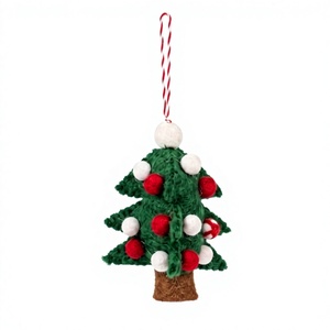 Adorno Navideño Colgante de Fieltro de Lana Ecológico Hecho a Mano, Decoración Tradicional para Interiores del Hogar, Pompones Rojos y Blancos para Colgar en la Pared - Product Image 2