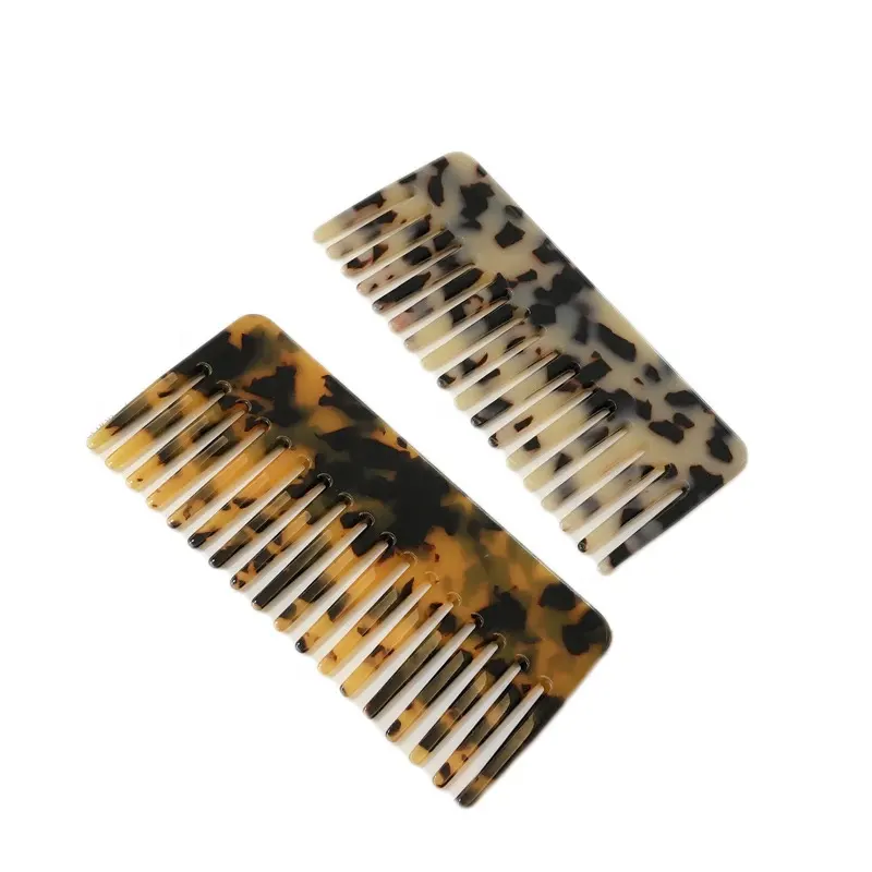 MIO Super Strong Quality 18 Teeth Comb Acrylic Cellular Acetate Wide Tooth Detangling Hair Comb Personalized Custom Pick
