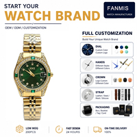 Montre à quartz personnalisée OEM avec bracelet en acier inoxydable, lunette ronde vintage sertie de diamants, élégante, luxueuse et raffinée pour les occasions professionnelles