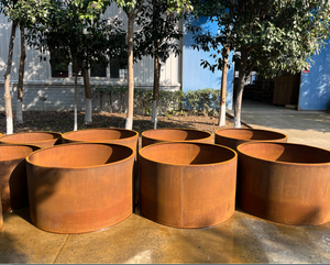 Jardinières rondes en acier corten pour l'extérieur - Product Image 2