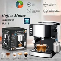 Machine à café expresso semi-automatique portable 1,6 L avec mousseur à lait vapeur haute pression pour la maison et le bureau