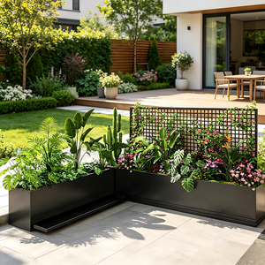 Bac <span class=keywords><strong>de</strong></span> plantation en métal revêtu écologique, carré ou rectangulaire, avec bac d'arrosage intégré, pour jardin, balcon, <span class=keywords><strong>terrasse</strong></span>, extérieur moderne, finition poudrée - Product Image 4