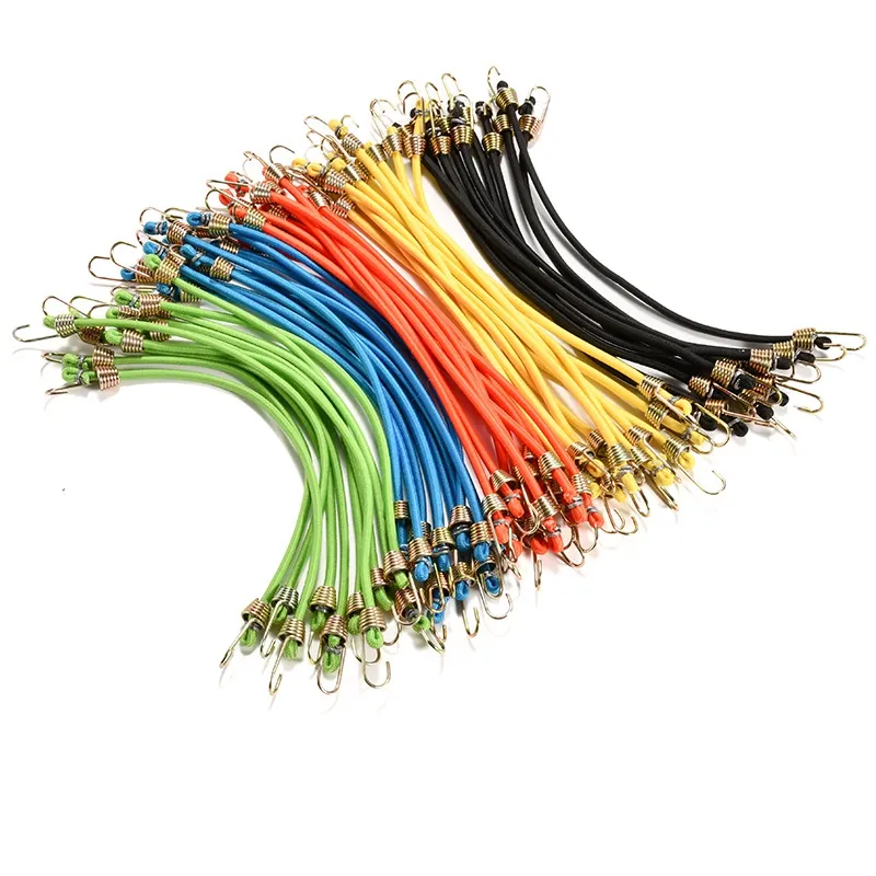 Multi-Purpose 4mm mini latex bungee rope Luggage strap Elastic Bungee Straps fastening Elastic bugee cord with metal hooks