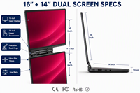 Nouvel ordinateur portable professionnel Intel I7 à double écran, 16+14 pouces, double écran tactile, ultra fin, métal, Windows 11, 90 Hz, bureau