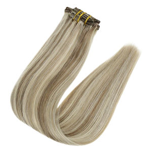 Precio al por mayor, pelo brasileño natural recto, 100% extensiones de cabello humano con pinza - Product Image 2