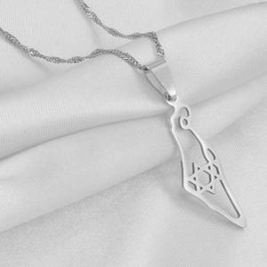 Collar con Colgante de Contorno del <span class=keywords><strong>Mapa</strong></span> de Israel de Inspire Jewelry, Hermoso Collar con Dije de Estrella de David Minimalista, Regalo Perfecto para Él y Ella - Product Image 2