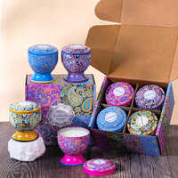 Coffret Cadeau Bougie Aromatique aux Fleurs Séchées en Pot Métallique, Parfums Variés, Décoration Maison, Cadeau de Mariage, Ambiance Fraîcheur
