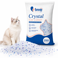 Litière pour chat en cristal de silice en vrac 20 kg, faible teneur en poussière, absorption rapide, contrôle des odeurs, fournisseur d'usine