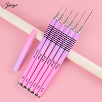 Lot de pinceaux de précision pour nail art, stylo de manucure pour gel UV avec anneau antidérapant