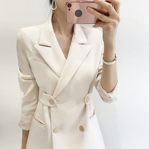 <span class=keywords><strong>Blazer</strong></span> de Doble Botonadura de Color Sólido 2026 para Mujer, Chaqueta de Traje para Oficina, Corte Entallado, Ropa de Trabajo, Antiarrugas, Venta al Por Mayor OEM - Product Image 2