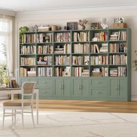 Bibliothèque HANYEE avec portes et tiroirs, étagère ouverte autoportante, meuble de rangement en bois pour le salon