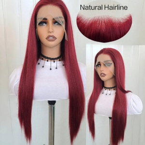 Perruque synthétique de luxe rouge vin, fibre Futura de haute qualité, dentelle HD synthétique, longueurs longues et courtes, prix de gros pour les femmes noires - Product Image 2