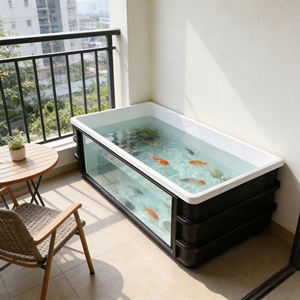 Bassin d'élevage de koïs en fibre de verre durable pour l'extérieur, pour système aquaponique RAS (Système d'aquaculture à recirculation) - Product Image 2