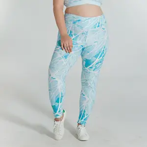 Pantalones de yoga con estampado personalizado, mallas de gimnasio de tela sostenible, mallas de fitness de cintura alta para mujer