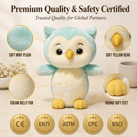 Jouets en peluche personnalisés CE CPC OEM ODM avec logo, faible MOQ, animaux en peluche de haute qualité, hiboux en peluche doux sur mesure