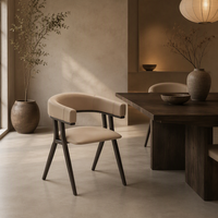 Chaise de salle à manger beige, 72 cm de hauteur, avec assise de 47 cm de hauteur et 50 cm x 50 cm, dossier incurvé, pieds en acier carbone, style moderne
