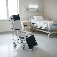 Chaise de transfert multifonctionnelle de haute qualité, très vendue, adaptée au bain, chaise de transfert de patient à quatre roues directionnelles