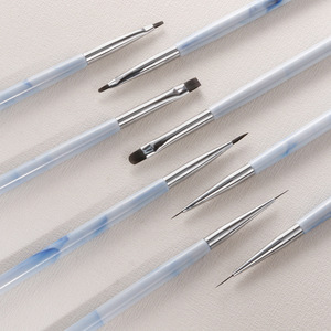 Pinceau à ongles rond et plat, en poils synthétiques, pour la décoration des ongles en gel, outil de manucure pour salon de beauté - Product Image 4