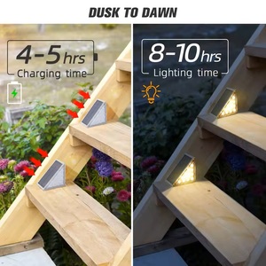 Đèn <span class=keywords><strong>LED</strong></span> năng lượng mặt trời IP65 chống nước, sử dụng pin, độ sáng cao, hai màu sắc, tự động bật/tắt, chiếu sáng bậc thang ngoài trời, sân vườn - Product Image 2