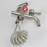 Robinet d'arrêt triangulaire en acier inoxydable 304, séparateur d'eau pour toilettes, double poignée, bec de bain et de douche, finition brossée pour robinets de toilettes