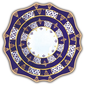 Platos de Porcelana con Borde Dorado Más Vendidos, Platos de Cerámica Irregulares con Flores Azules - Product Image 5