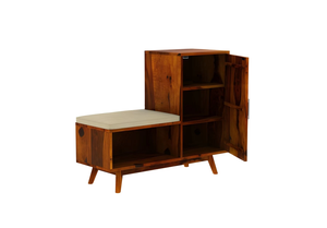 Étagère à chaussures en bois de Sheesham, finition miel, élégante et durable, solution de rangement pour chaussures avec plusieurs étagères, parfaite - Product Image 5