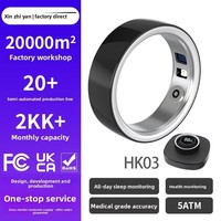 Anneau intelligent HK03 en céramique, alimenté par batterie, moniteur de fréquence cardiaque et d'oxygène sanguin, podomètre, suivi du sommeil, suivi de la forme physique, contrôlé par application