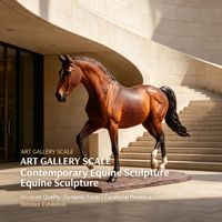 Sculpture de cheval au galop peinte à la main en fibre de verre, imperméable, pour villa de luxe, parcours de golf, art paysager, OEM ODM