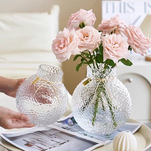 <span class=keywords><strong>Vase</strong></span> de table rond en verre <span class=keywords><strong>transparent</strong></span> haut de gamme moderne Art Déco pour la décoration intérieure – Vente en gros - Product Image 3