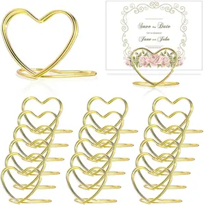 Soporte de número de mesa personalizado en forma de corazón, para tarjetas de lugar, etiquetas de asientos de boda, clips, color dorado, rosa y plateado