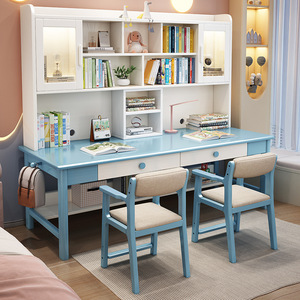 Dazhang Jiaju Nordic Style Solid Wood Desk Bookshelf Cabinet Combo <b>Study</b> <b>Table</b> For Kids Child Furniture Set - Product Image 4