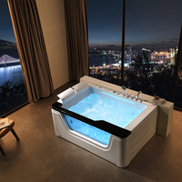 Vente chaude Villa famille Massage Spa cascade Spa bain à remous 2 personnes baignoires autoportantes acrylique Jacuzzie bains à remous baignoire