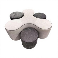 Ensemble de pouf modulaire pliable moderne E315 avec chaise et tabouret multifonctionnel en tissu flanelle amovible