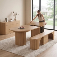 Ensemble de table à manger extensible OEM avec banc et buffet, base en chêne massif à lattes, fabricant et grossiste de meubles de cuisine